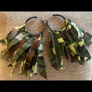 Camouflage Fringe Hoop Earrings